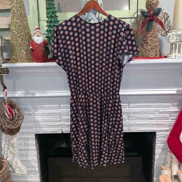 Boden Navy Daisy Print Jersey Short Sleeve Dress with Pockets Size 8R - Picture 7 of 7